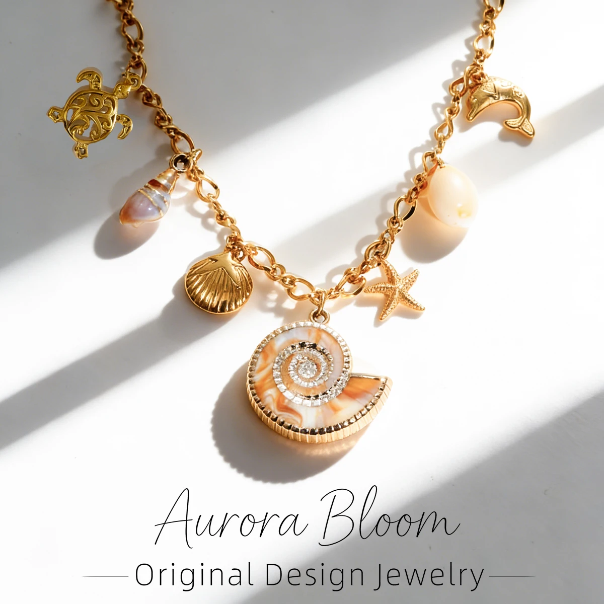 

AURORA Summer Beach Shell Pendant Necklaces For Women Trend Stainless Steel Women's Necklace Vacation Jewelry Set Decoration