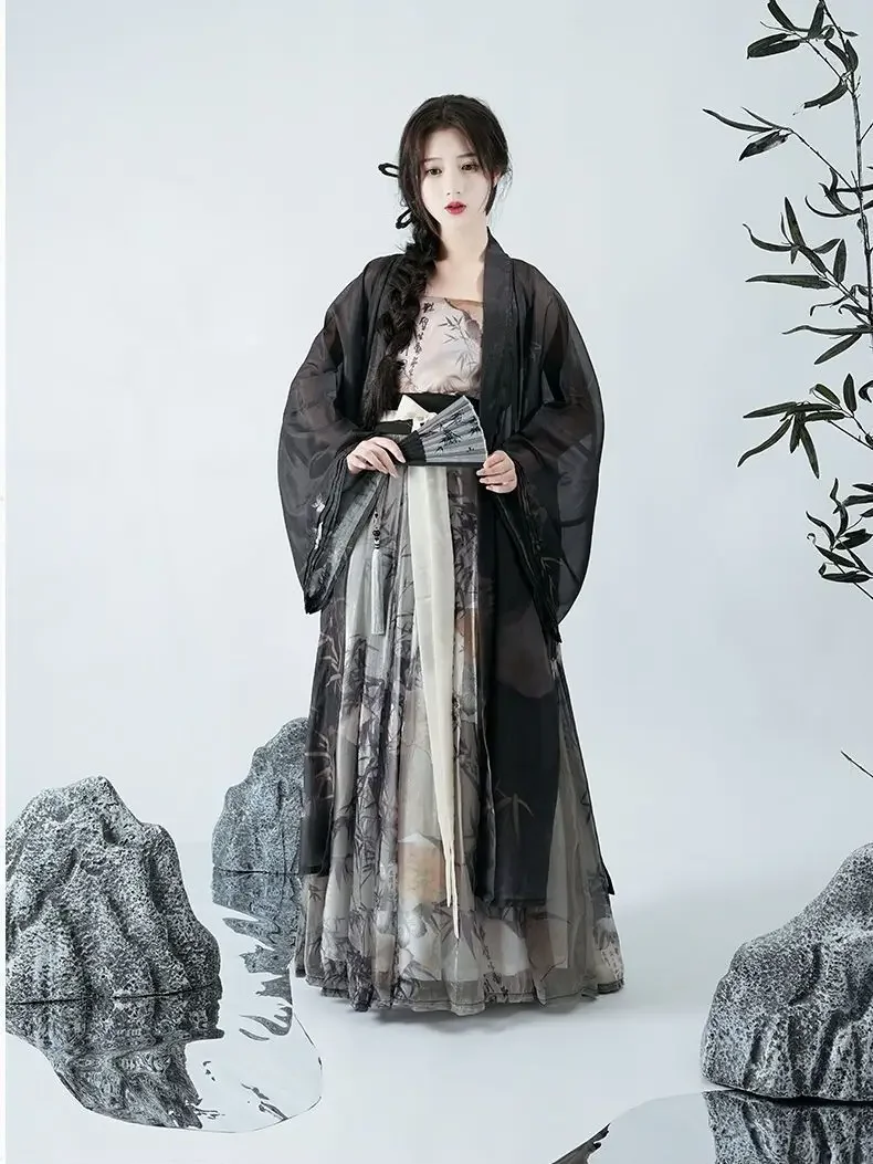 2024 Song Dynastie täglich losen Stil Sommer neue chinesische Abnehmen alten Stil Mode elegante Garn gedruckt Frauen Hanfu Set w670
