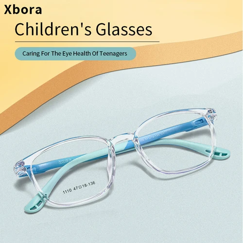 Imagen 2 del producto Monturas Xbora TR90 para niños y niñas, gafas graduadas para miopía, monturas flexibles, vintage, gafas ópticas cuadradas para niños 1110