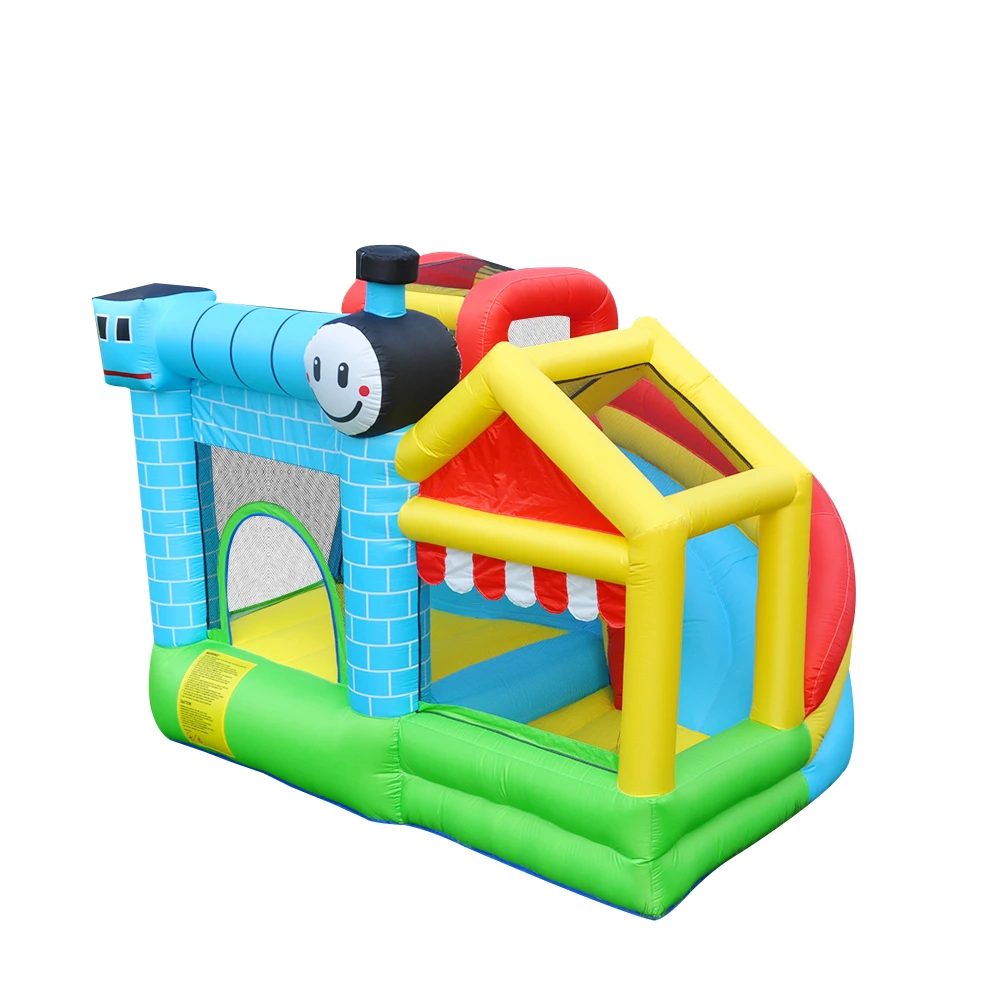 Trampoline gonflable en forme de Train, Compact et facile à ranger, petit château gonflable pour usage domestique pour enfants