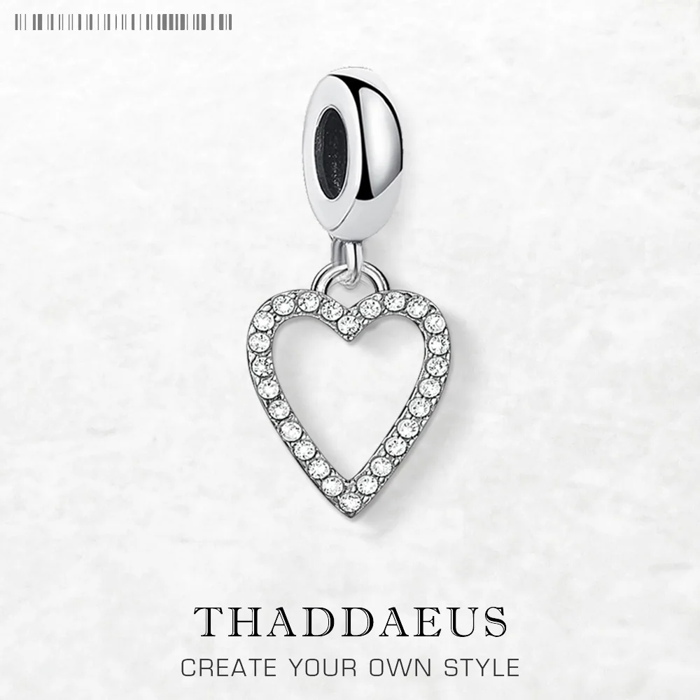 

Cut-out Zircon Heart Charms Pendant Europe Jewelry Findings Accessories 925 Sterling Silver Romantic Love Gift For Women