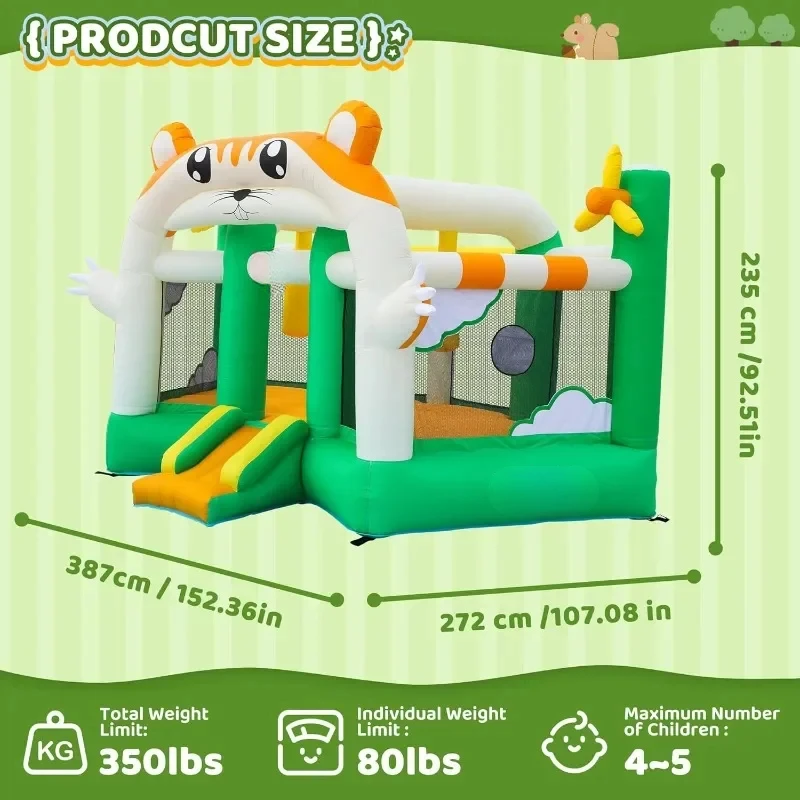 Inflatable Bounce House for Kids Blower, Bouncy Jumping Castle with Slide, Outdoor Indoor Play