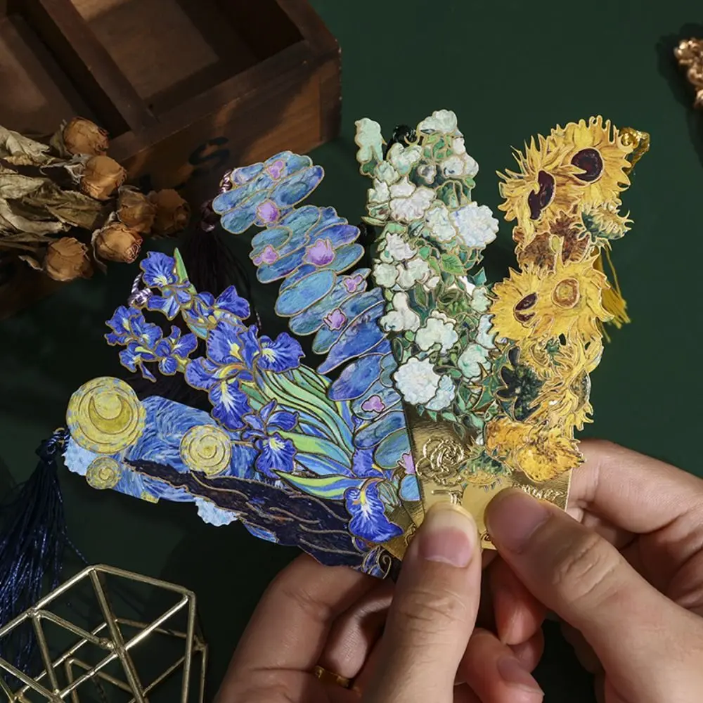 with Tassel Hollow Flower Metal Bookmark Sunflower White Rose Metal Hollow Bookmark Ins Style Exquisite Reading Stationery