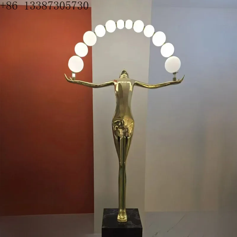 Living room floor lamp crafts, resin human-shaped artistic lighting sculpture ornaments