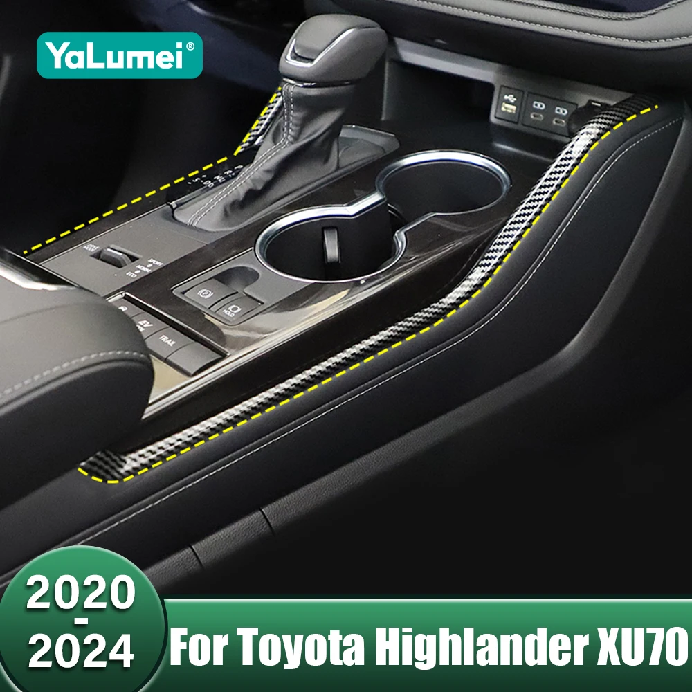 

Car Console Gearbox Panel Gear Decorative Strip On Both Side For Toyota Highlander XU70 Kluger 2020 2021 2022 2023 2024 Hybrid