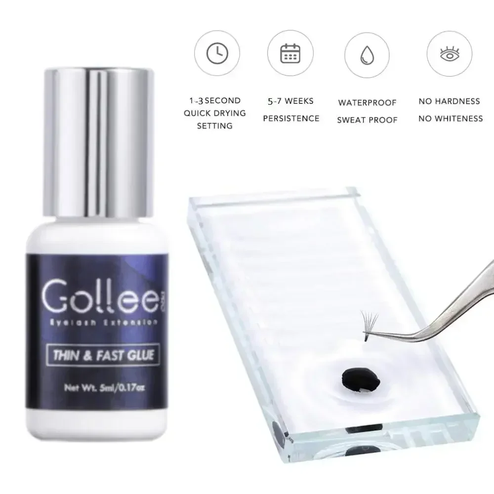 2pcs Gollee Eyelash Extension Glue for False Eyelashes Home Use Eyelash Extension Professional 1s Quickly Dry Glue Waterproof