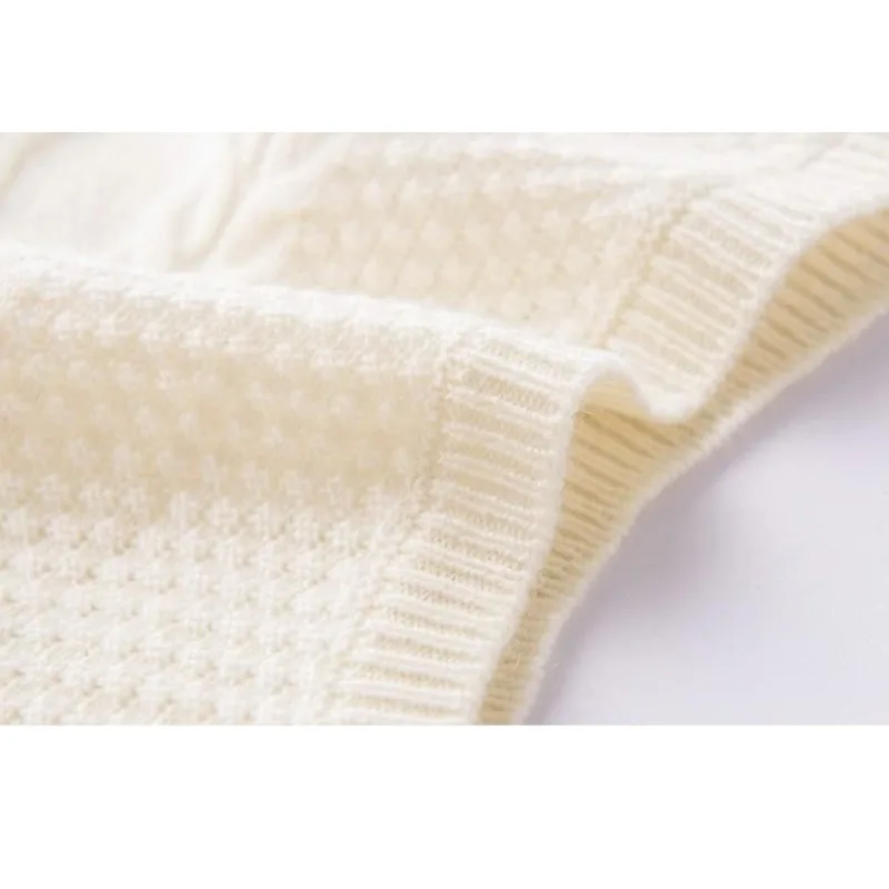 니트 조끼 여성용 단색 트위스트 라운드 넥 짧은 봄 가을 민소매 스웨터