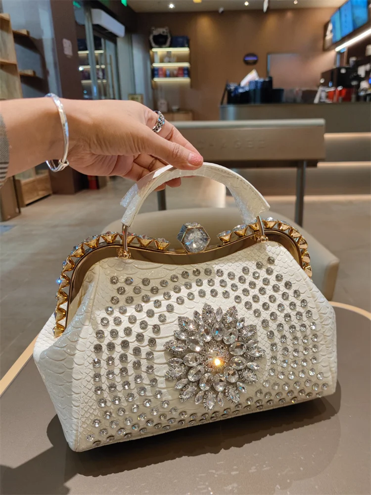 

Faionable Luxury Leather Handbag Wedding Bridal oulder Crossbody Bag Women's Bag ell ape Diamond Embellied Handbag