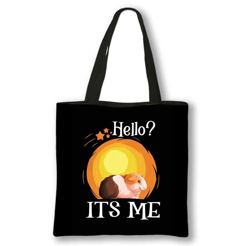 Kawaii Pet Guinea Pig Hamster Print Shoulder Bag Women Casual Handbags Large Capacity Totes Bag Eco Reusable Shopping Bags Gift