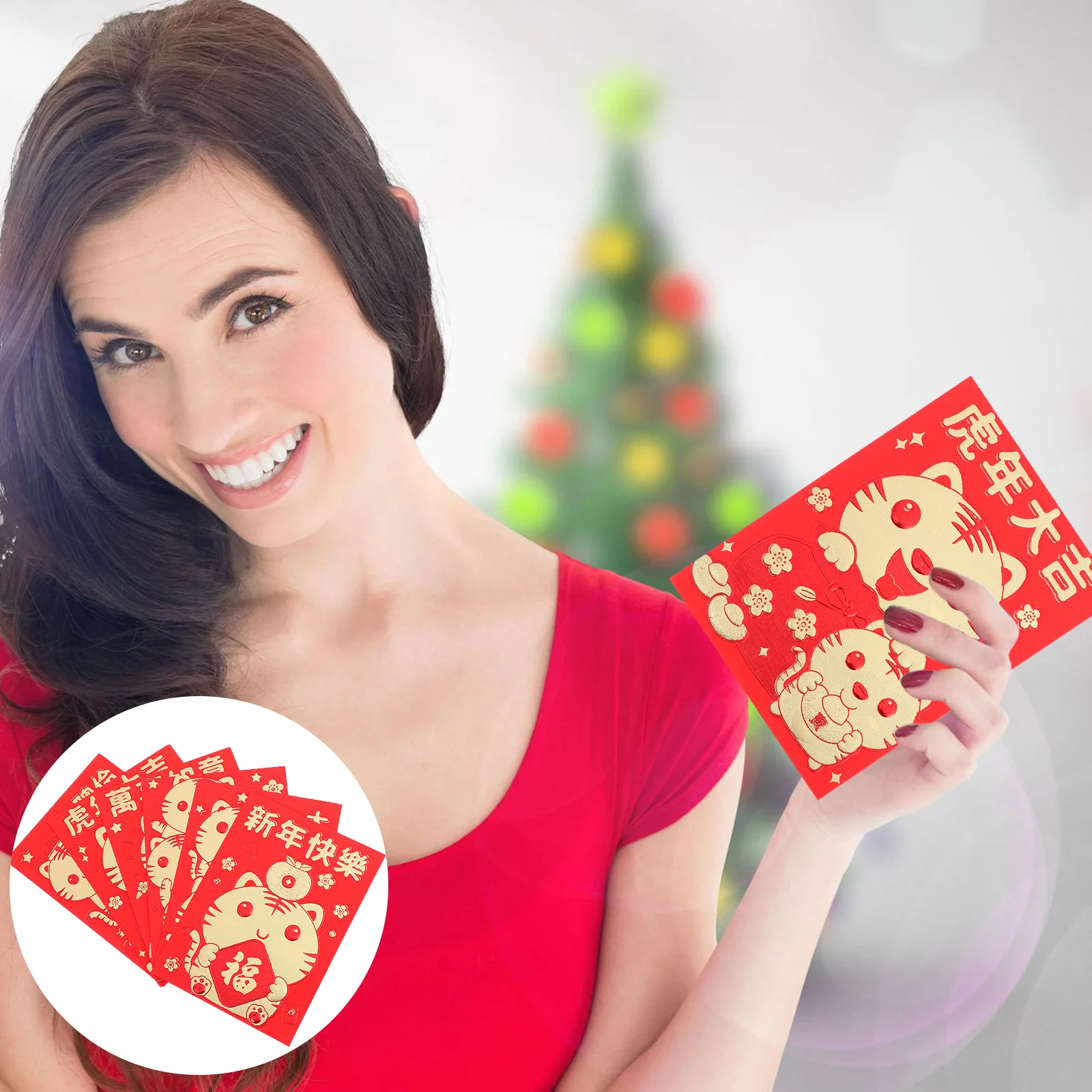 

60 Pcs Small Red Envelope Lucky Money Envelopes Spring Festival Tiger Year Wallet New Paper Pattern Packets