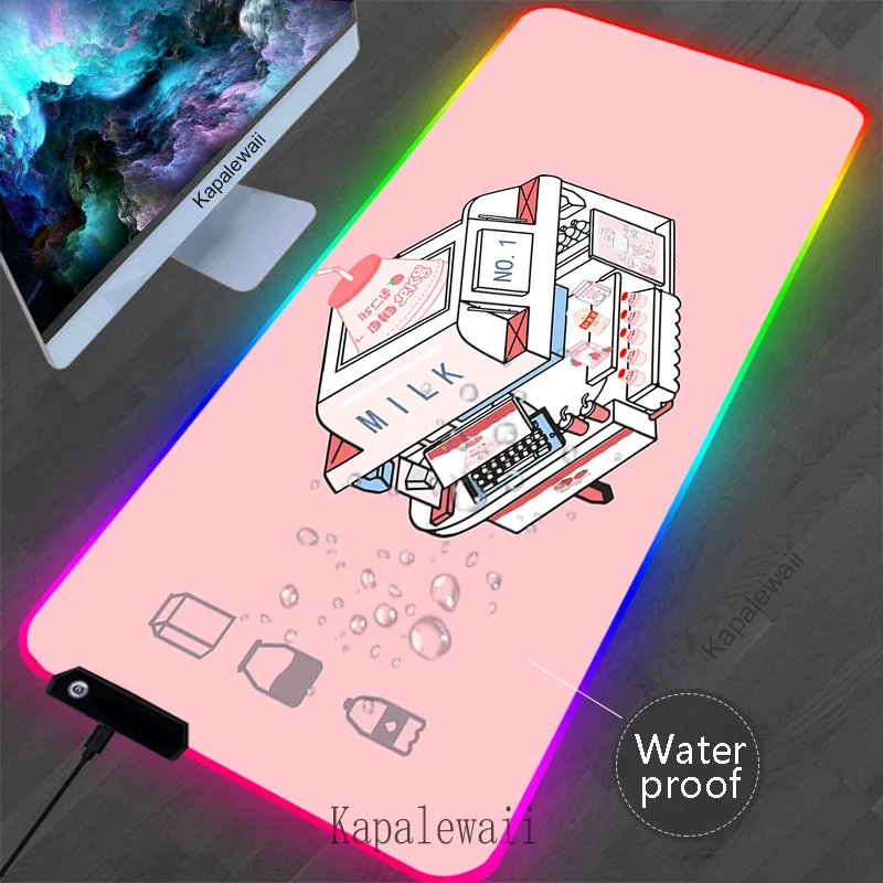 Alfombrilla de ratón con interruptor luminoso LED RGB, alfombrilla de ratón grande para Gaming, almohadillas para teclado, alfombrilla de escritorio impermeable, Alfombra de mesa de goma XXL