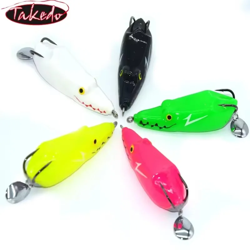 Takedo l030 9cm 22.8g isca macia sapo isca isca artificial topwater pesca isca para baixo cobra cabeça flutuante baixo isca
