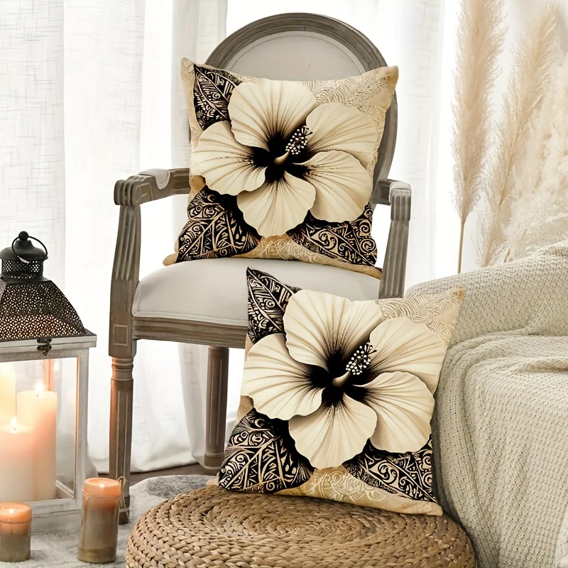 1pc Illustrative Botanical Motif Graphic Pillowcase for Home Decoration Cushion Cover Polyester 45x45cm 18x18in