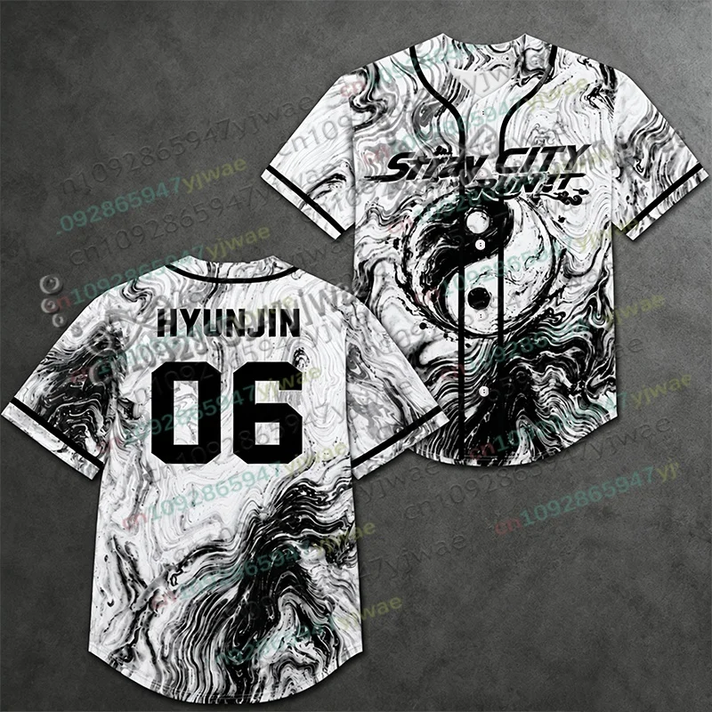 Summer Men Women 2026 World Tour Straycity Baseball Jersey Kpop Felix Hyunjin Fans Gifts Casual Sport Kid Sets Baseball TShirt