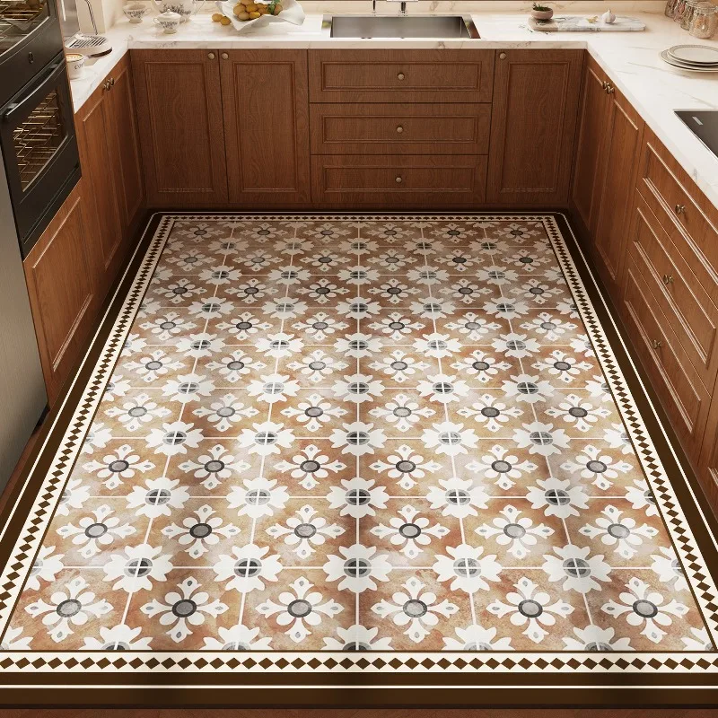 American Minimalist Style PVC Leather Kitchen Rug Home Decoration Carpet Waterproof Oil-proof Stain-resistant Floor Mat Tapis 러그