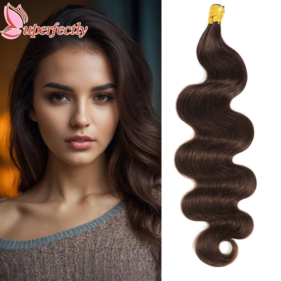 Uperfectly Body Wave I Tip Hair Extensions 100% Real Human Hair Fusion Pre Bonded Keratin Human Hair Extensions 12-26inch