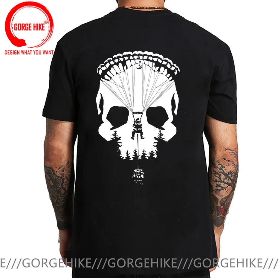 Skull Design US Army Airborne Paratrooper T-Shirt Premium Cotton Oversized Fashion Graphic Tees Tops Streetwear Cultural Apparel