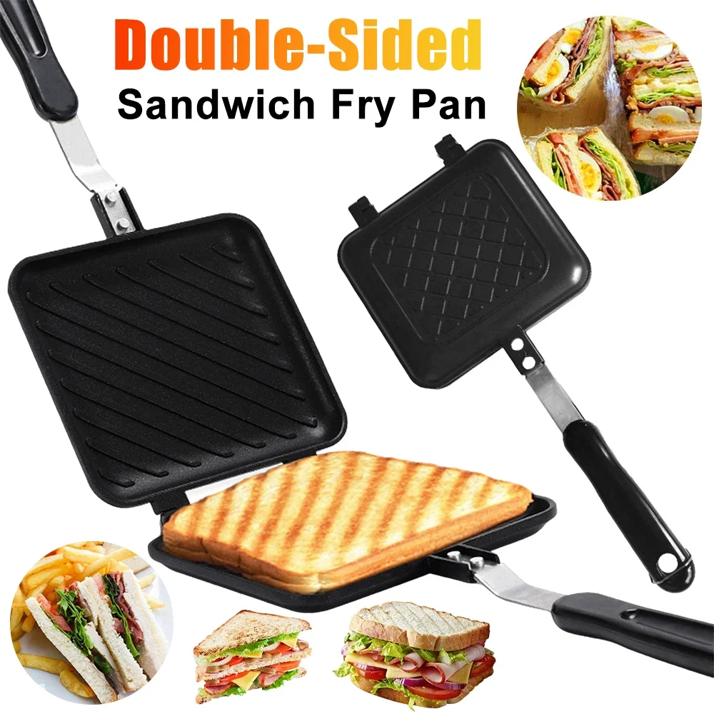 

Double-Sided Sandwich Fry Pan Non-Stick Grill Frying Pan Aluminum Alloy Sandwich Maker Waffle Pancake Baking Barbecue Oven Mold