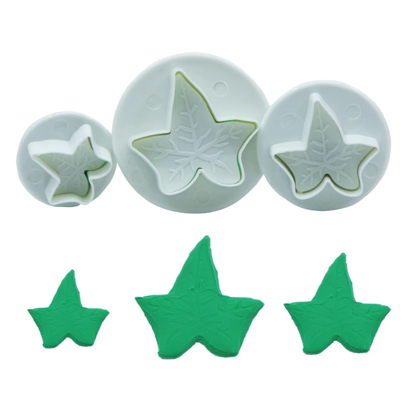 Maple Cutter Plastic Biscuit Baking Fruit Knife Kitchen Cake Mold Tools Strips Embossing Printing
