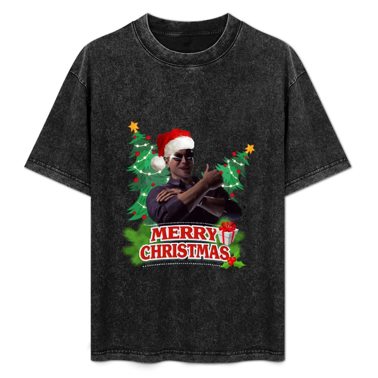 

Merry Christmas Johnny Cage mortal kombat T-Shirt Gym Wear Breathable Short Sleeve Tee