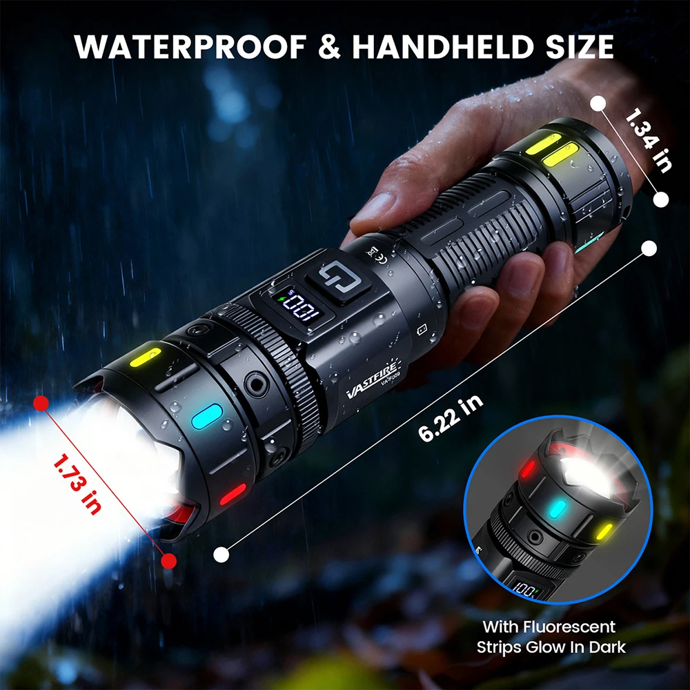White Laser LED Flashlight High Power Torch USB Rechargeable Aluminum alloy Outdoor Camping Hunting Fishing Riding Lighting Lamp