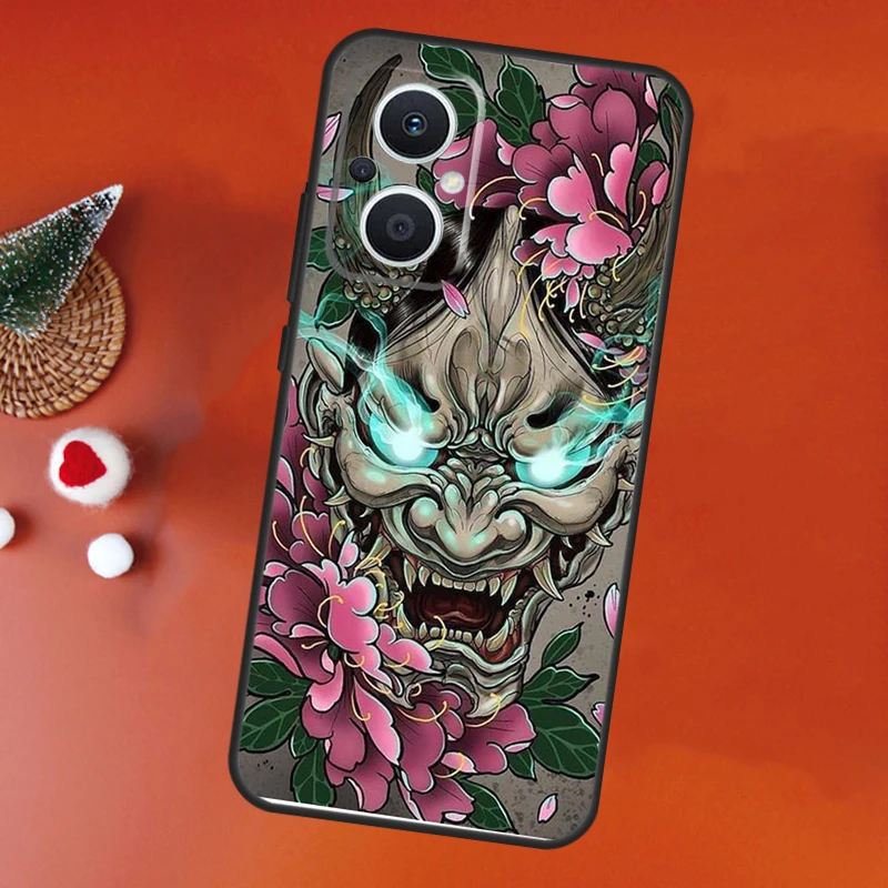 Custodia giapponese Oni Hannya Demon Mask per OPPO Trova X5 X6 X8 X9 Pro OPPO Reno 8T 7 8 Lite 13F 14F 12F 11F 10 13 14 Pro Cover