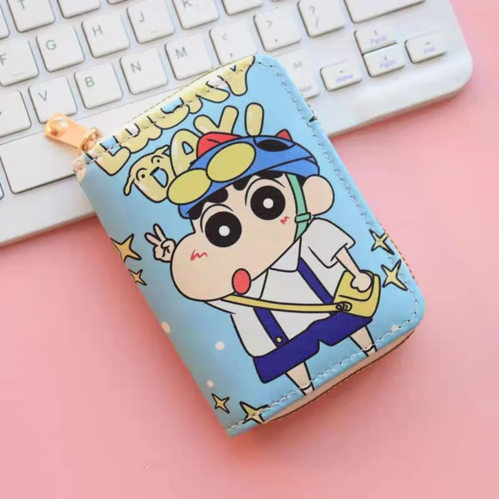 

Kawaii Crayon Shin-Chan Cartoon Zipper Card Holder Multi-Card Accordion Design Fits Bank Cards & Transit Cards Storage Bag Girls