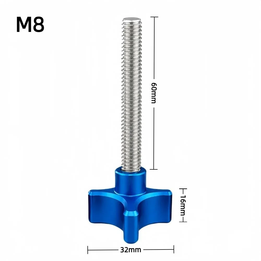 Aluminum Alloy Handle Plum Blossom Bolt Stainless Steel Thread 20/30/40/60mm Knob Fastening Screw Durable M5 M6 M8 M10