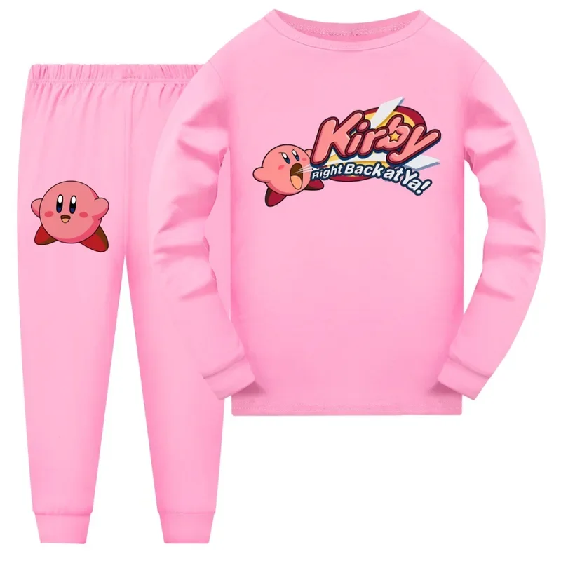2025 New Kids Long Sleeve Pajamas Sets K-kirbys Girls Nightwear Spring Autumn Boys Sleepwear Animal Pyjamas for 3 To 12 Years AA