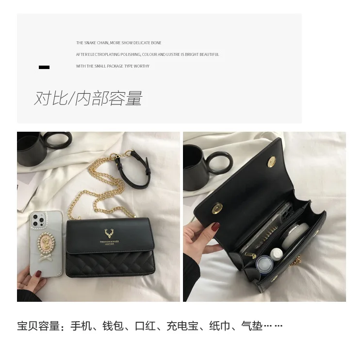 Luxury Bag Women High Quality 2023 Fashion Leather Crossbody Bag Dear Head Design Small Square Shoulder Bag Chain Messenger Bag