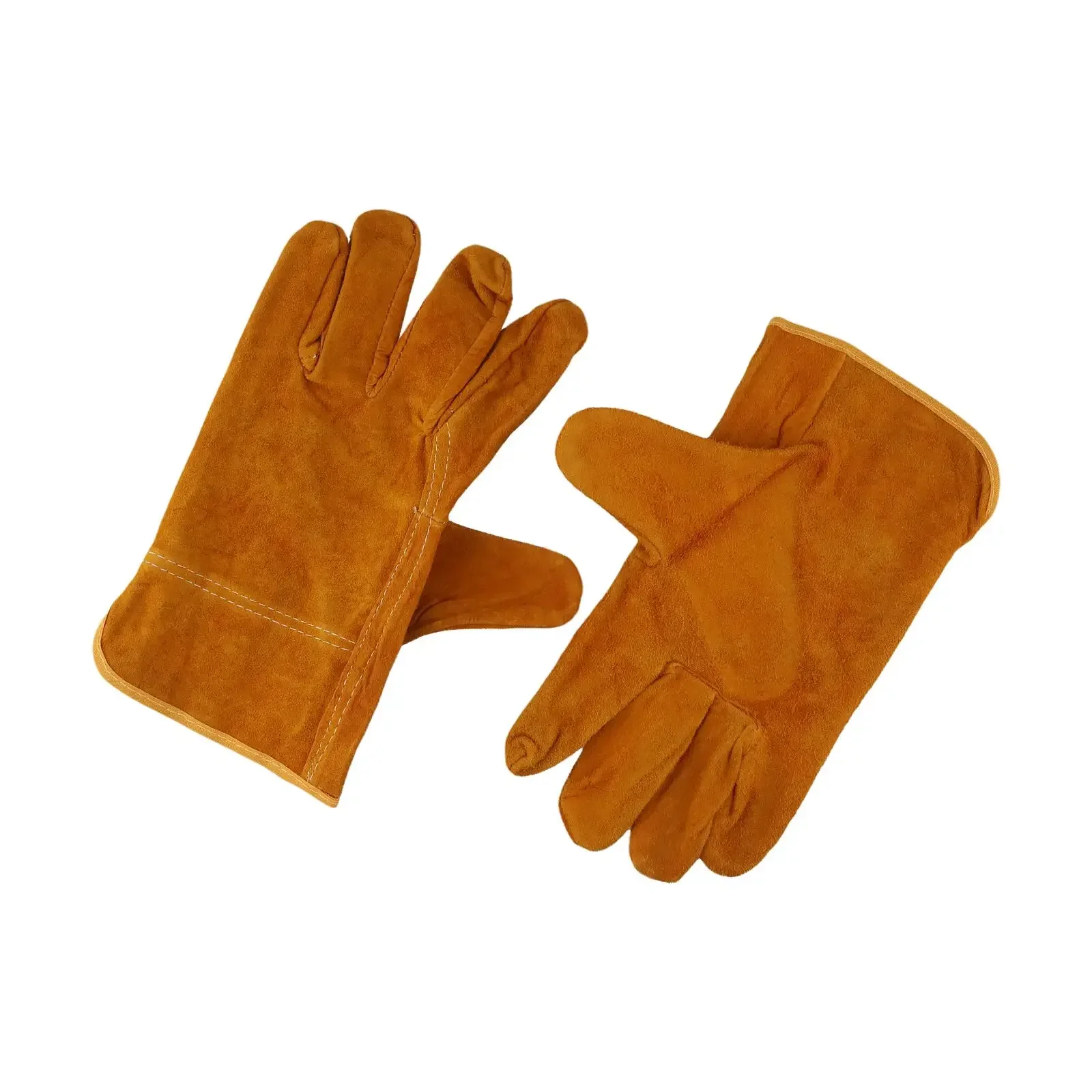 Guantes de soldadura de piel de vaca para trabajo de automóvil, resistentes a las llamas, totalmente forrados, guantes protectores de piel de vaca de alta calidad