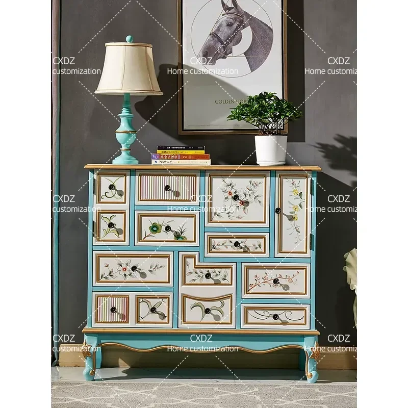 Solid Wood Chest of Drawers Nordic Storage Cabinet Multifunctional Drawer Unit for Bedroom Living Room Partition Organizer