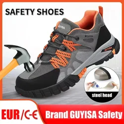 GUYISA Men Casual Sneakers Steel Toe Safety Shoes Indestructible Construction Working Shoes Breathable Safety Boots Size 36-46