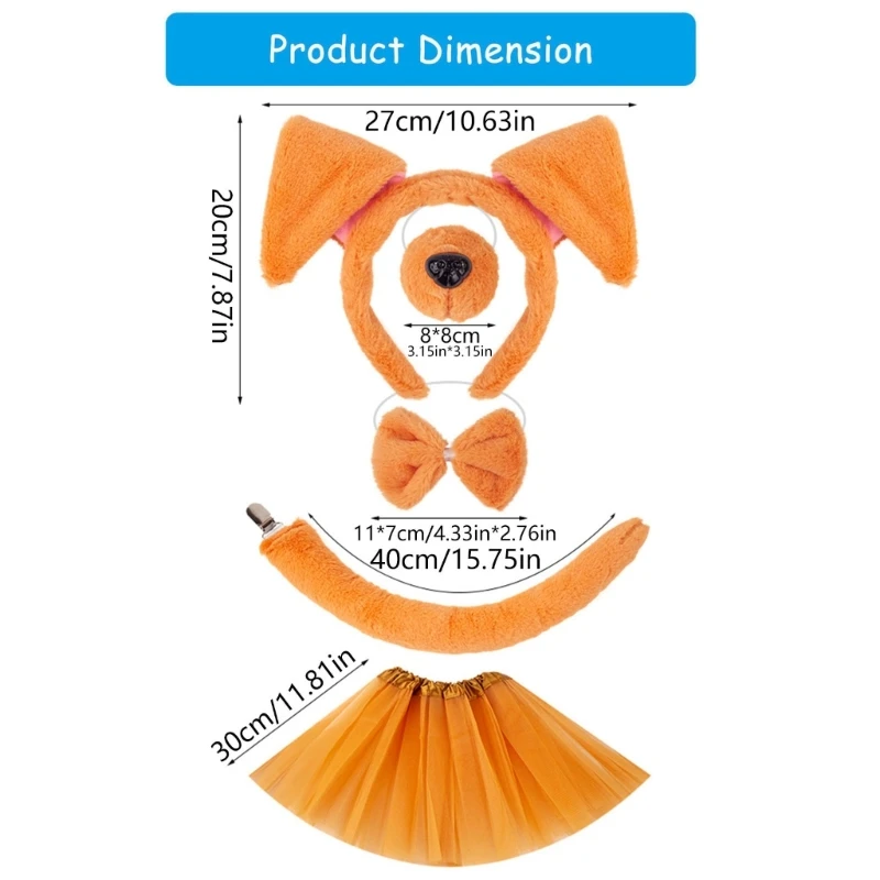 39BD COSPLAY COSPLAY Ears diadema Tutu Tutu Tail para Halloween Cosplay Party