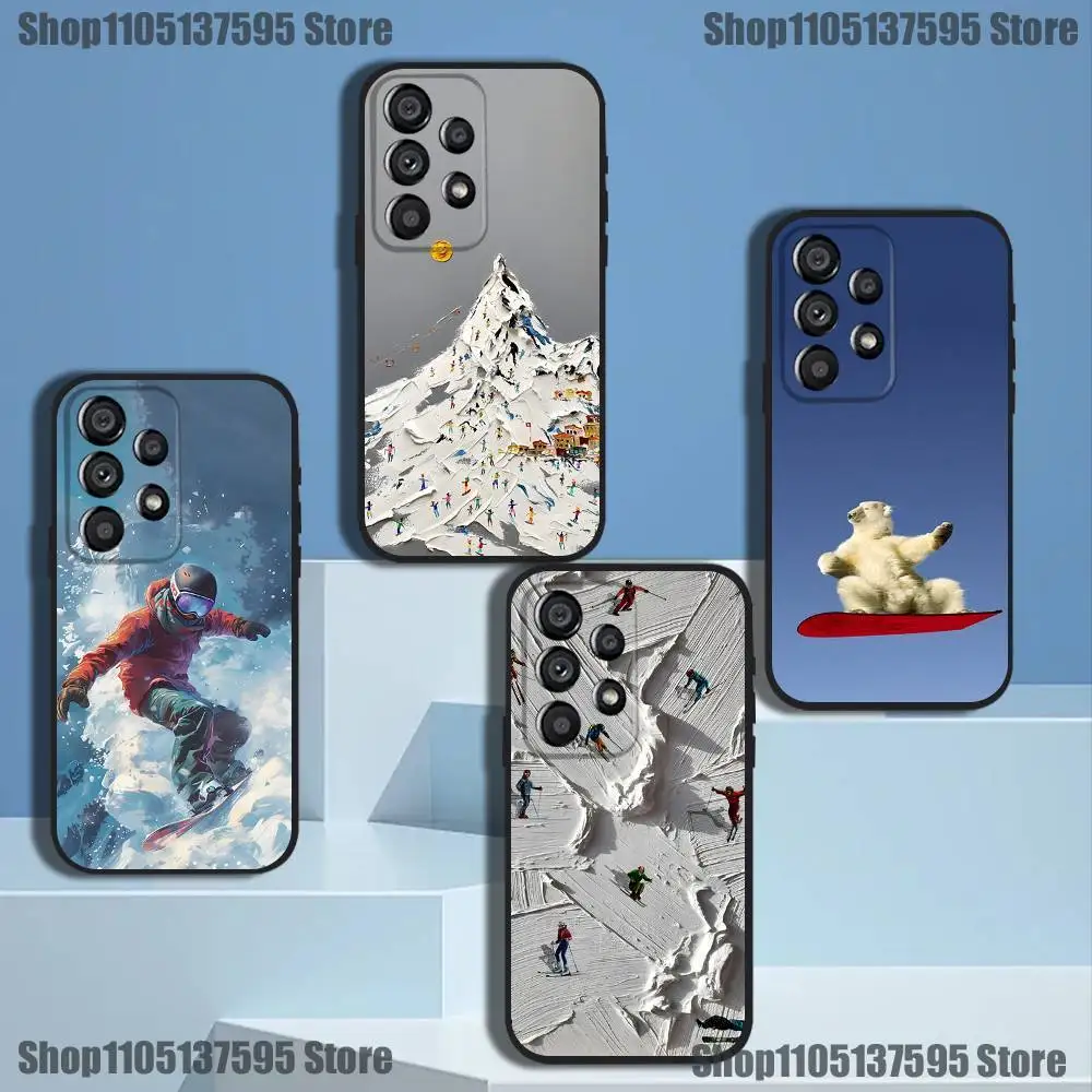 

Skiing Snow Snowboard Ski Phone Case For Samsung Galaxy A73,31,32,72,41,53,52,71,22,5G,Note,J7,8,9 Soft Black Cover