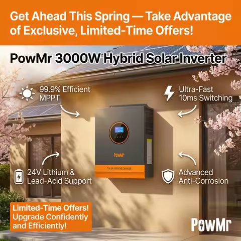 US Stock 3KW Hybrid Solar Inversor 24V To 110V/120VAC 80A MPPT Solar Charge Controller Pure Sine Wave Betteria Off-Grid Inverter