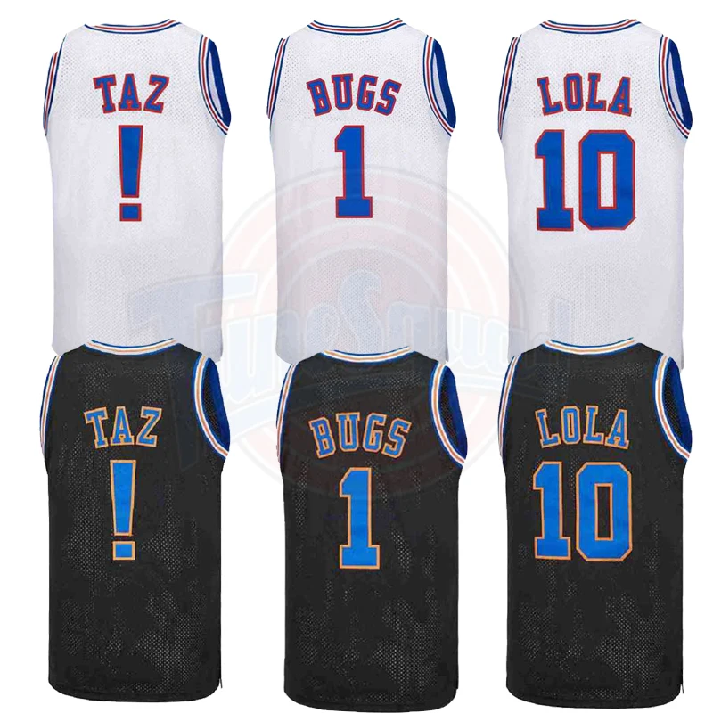 Basketball jerseys 1 Bugs 10 LOLA ! TAZ 23 SPACE JAM jersey Sewing embroidery High Quality Outdoor sportswear White Blcak