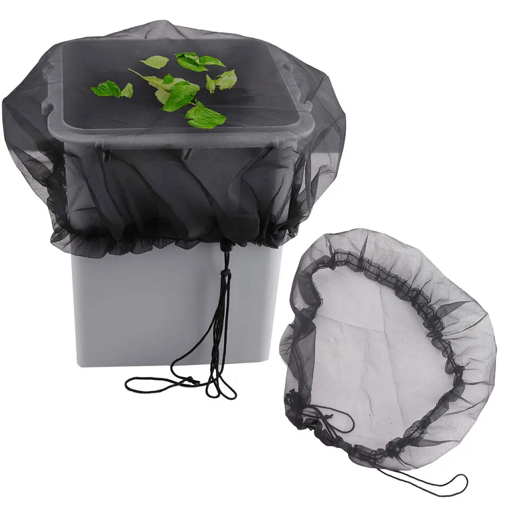 

Pack of 2 Rain Barrels Mesh Cover Outdoor Garden Leaves Insect Prevention Water Bucket Protector with Drawstring