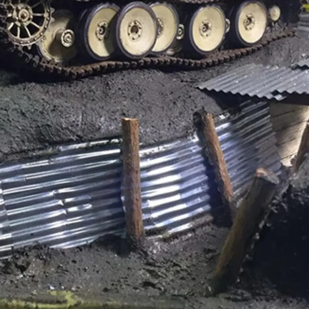 Construcción de láminas de pared de azulejos corrugados a escala 1:35-64 para materiales de modelado de escena militar, Kits de diseño de Diorama ensamblados, juguete