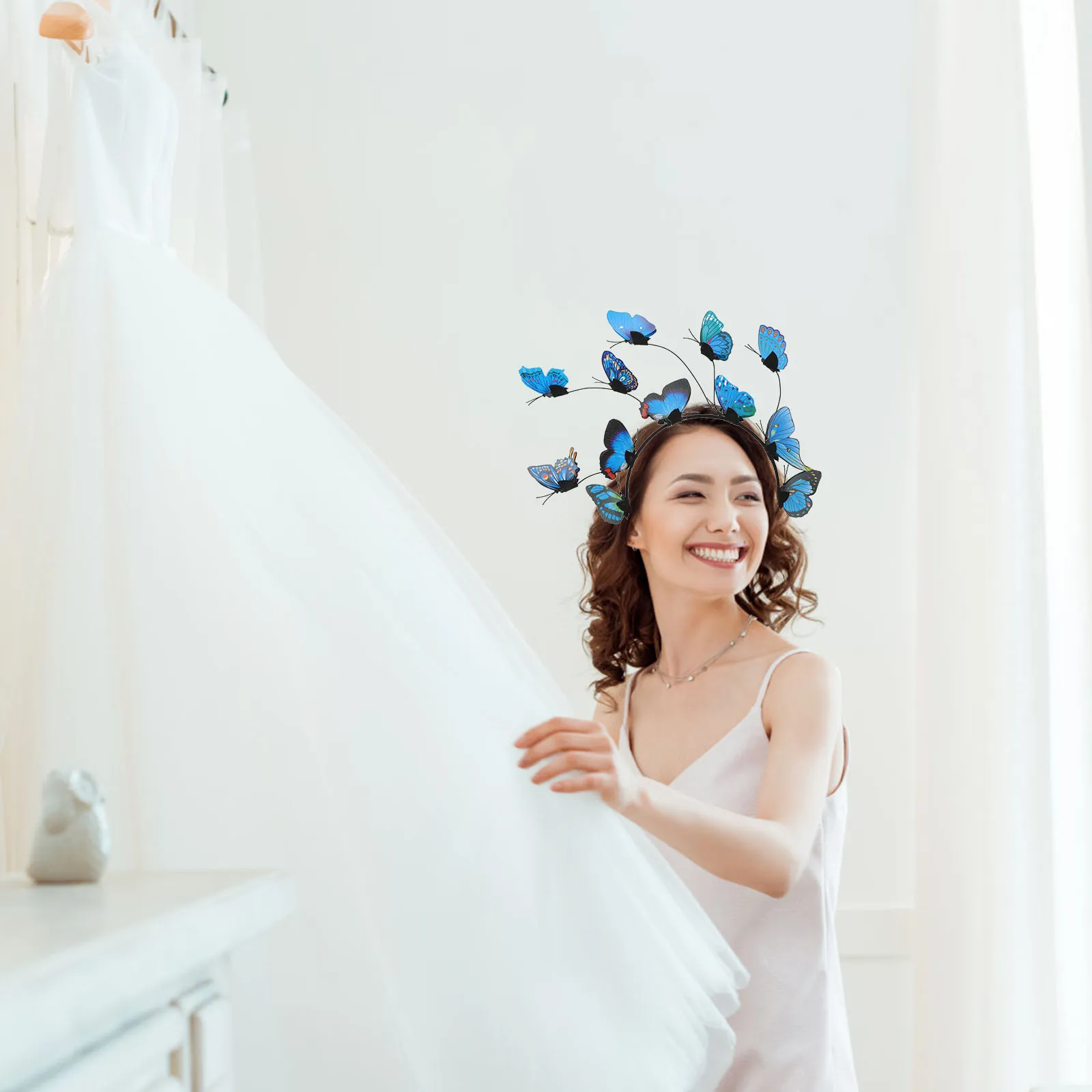 

2pcs Butterfly Hair Band Women Vintage Headband Girls Plastic Hairband Photography Accessories Bridal Lightweight Adjustable