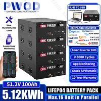 Grade A 100AH LiFePO4 Battery Pack 48V Rechargeable Built-in BMS 5.12KW Low Maintenance Cost 6000 Cycle For Backup Power bank RV