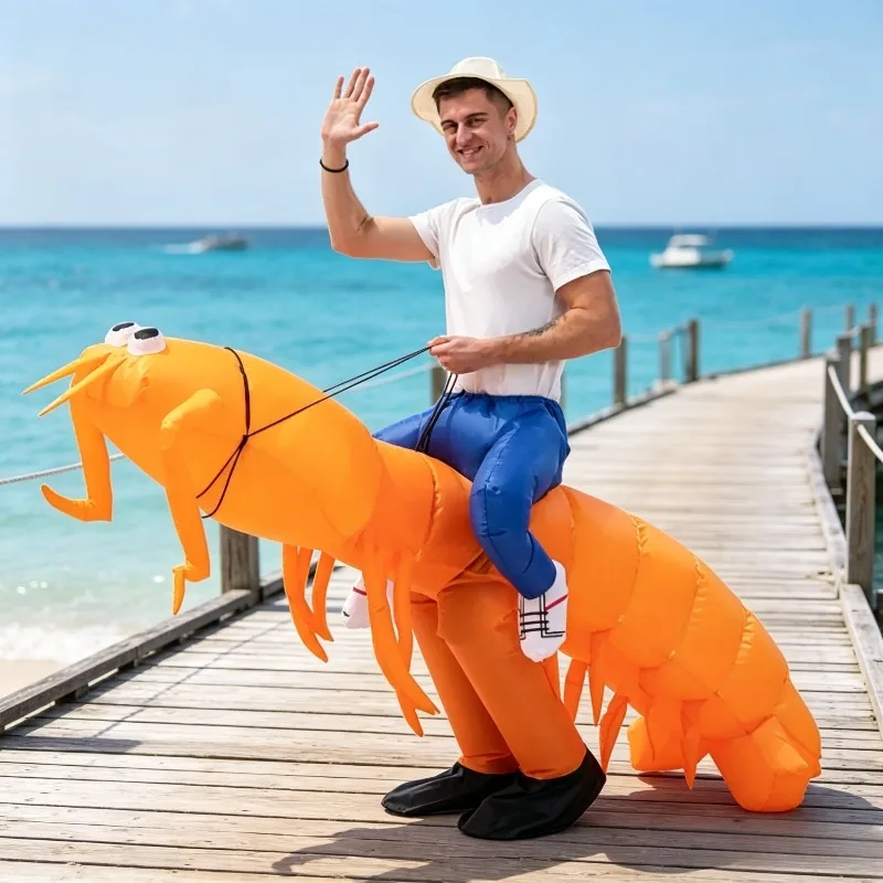 Disfraz inflable de camarón Pipi, divertido traje inflable de océano, disfraz de personaje para fiesta temática de Halloween con temática del océano.