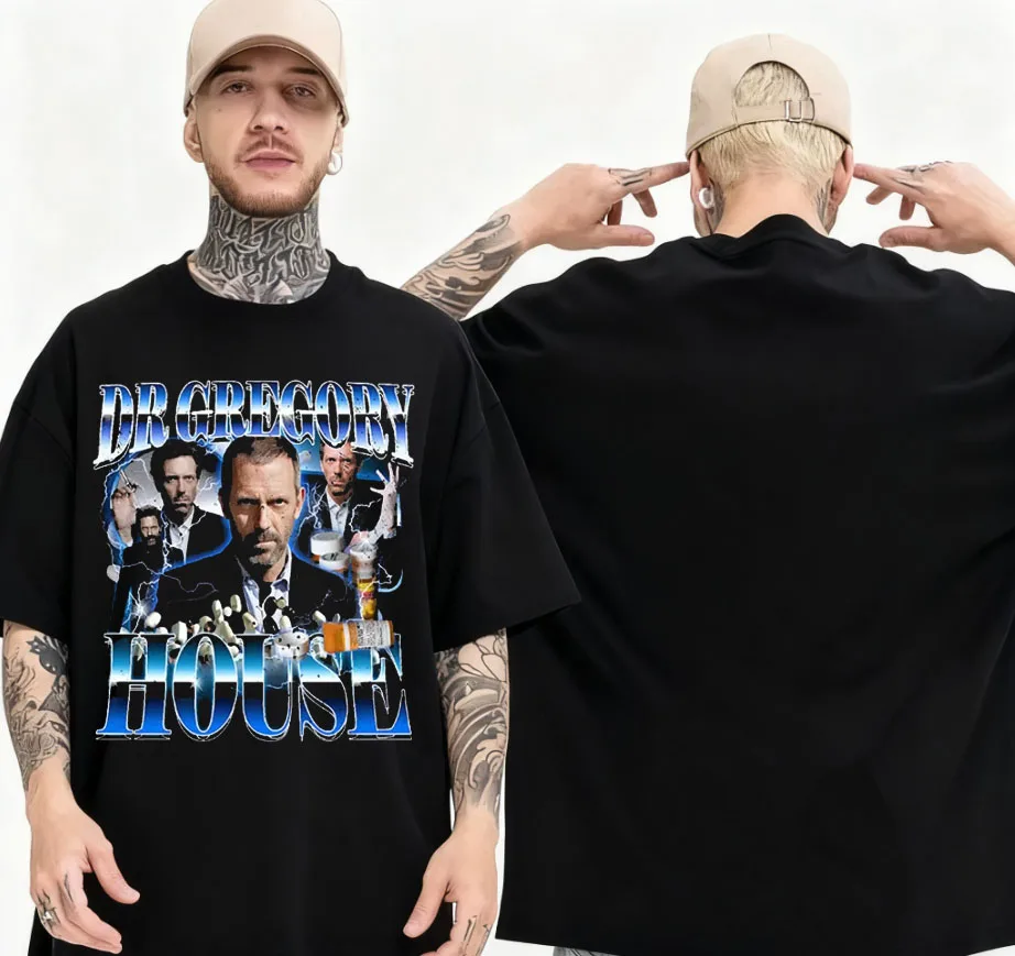 2525 الصيف الدكتور غريغوري هاوس Md مضحك ميمي تي شيرت ريترو عالية الجودة القطن موضة تي شيرت الشارع المتضخم تي شيرت