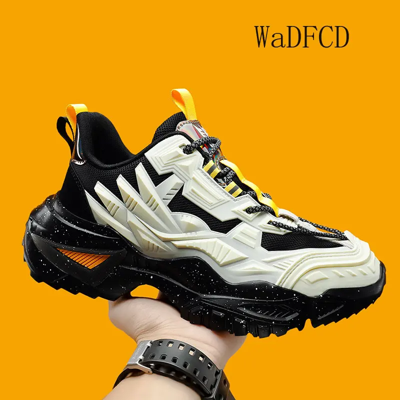 Chunky Sneakers Plus Size 45 Men Women Mecha Style Running Shoes Fashion Casual Leather Fabric Height Increased Platform Shoes