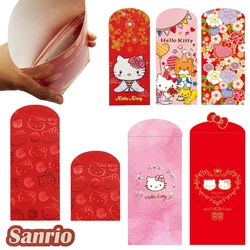 10 sztuk Sanrio Hello Kitty czerwone koperty Cartoon czerwona kieszeń dziecięca nowy rok święto wiosny szczęśliwe pieniądze torba urodzinowa poślubić czerwone torby