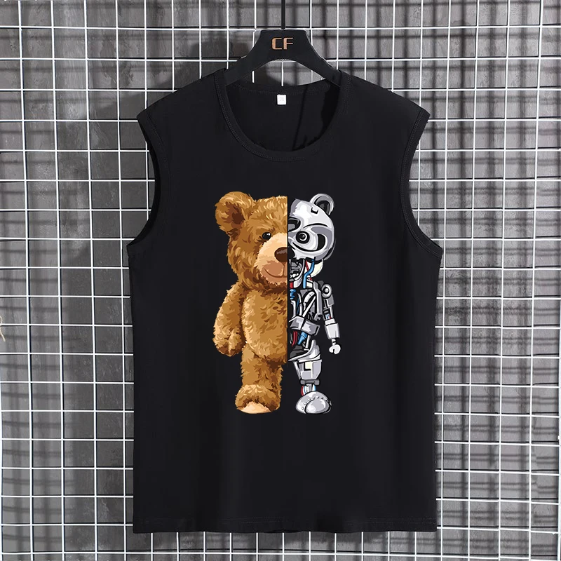 여름 남성 플러스 사이즈 민소매 조끼 6XL-14XL 러닝 탱크 탑 체육관 운동복 피트니스 티셔츠 탑 십대 남성 의류 110-200KG