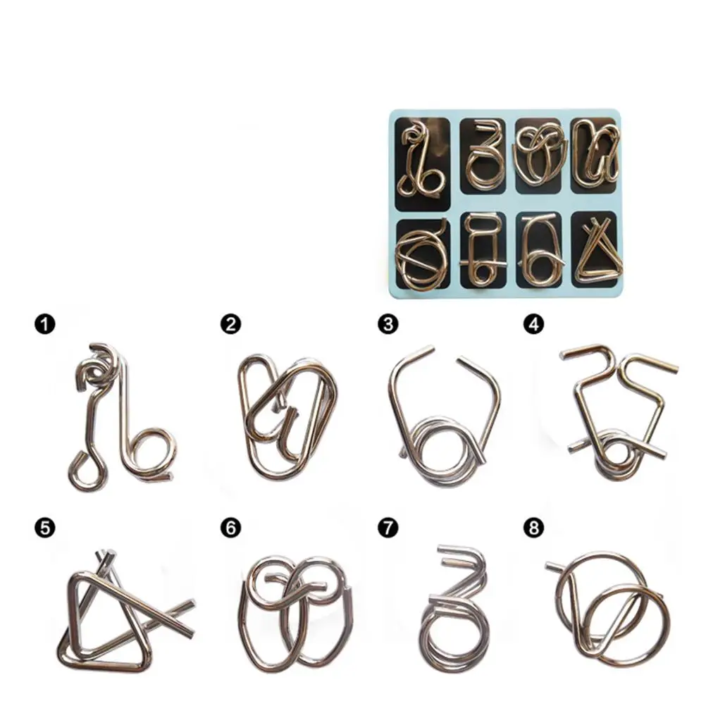 

24 Pcs IQ Test Toys Brain Teaser Metal Wire Puzzles Trick Toy Metal IQ Puzzle Board Game for Kids Adults