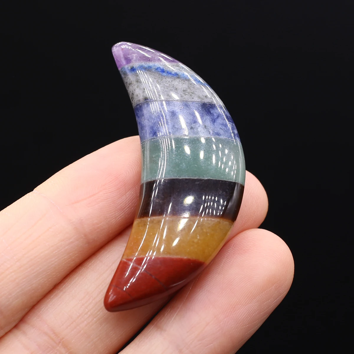 

21x48mm Natural Seven Chakras Stone Bead Crescent shape Agates Loose Beads Healing Reiki for Making DIY Jewerly Collection Gifts