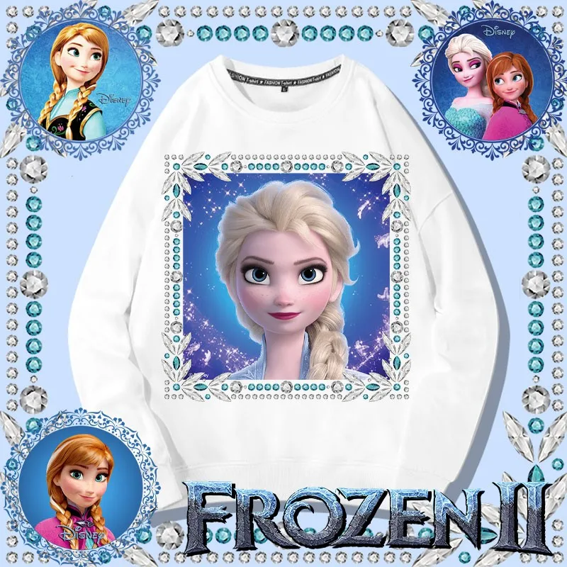 2024 New Snow And Ice Crewneck Hoodie Female Disney Aisha Anna Animation Peripheral Coat Autumn Clothes