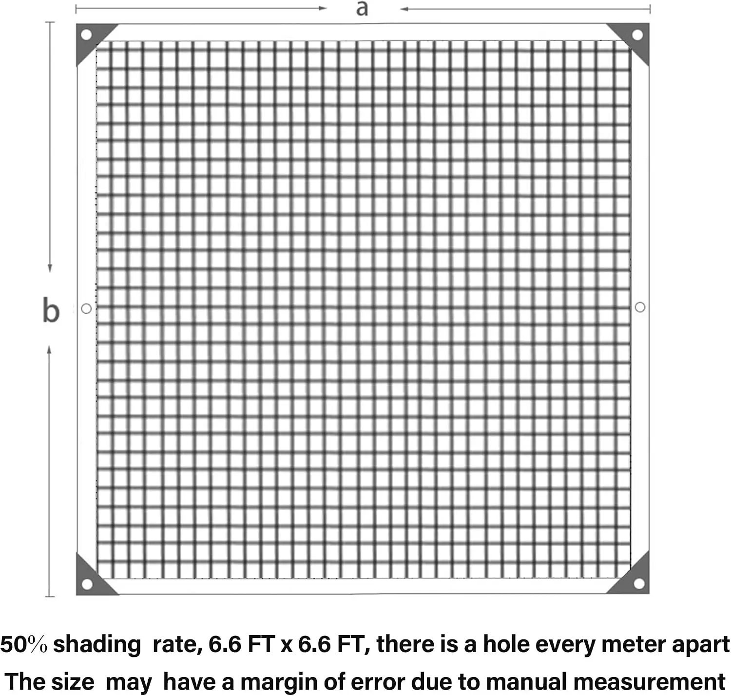 50% Shade Cloth 6.6x6.6FT Mesh Tarp with Grommets for Plants, Greenhouse, Patio, Tomatoes